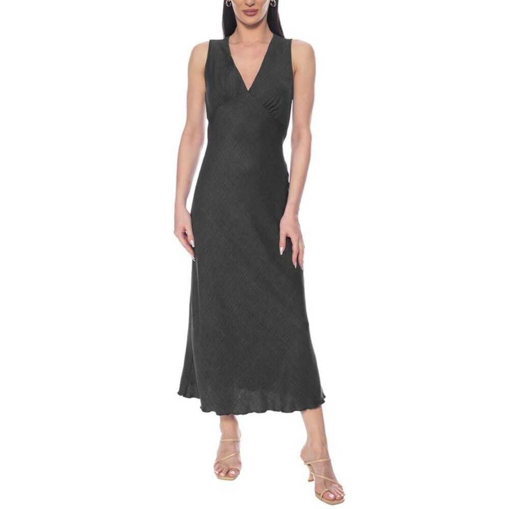 Tash + Sophie Womens  Solid Ruffle Trim Dress, Black